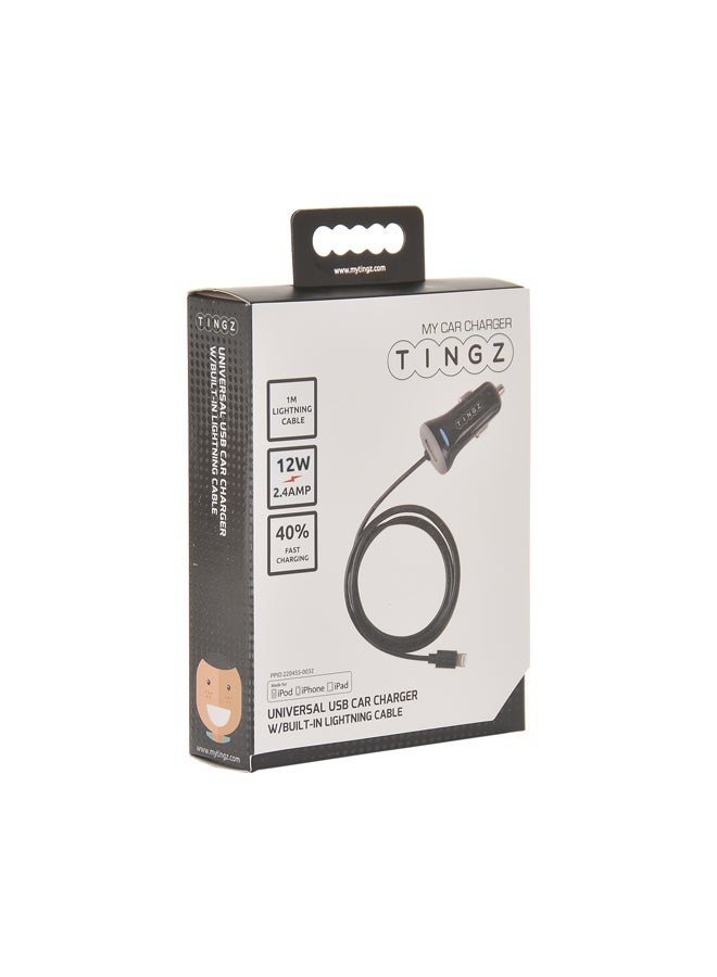 TINGZ My Car Charger 2.4A Universal Single USB Car Charger Black/Grey 