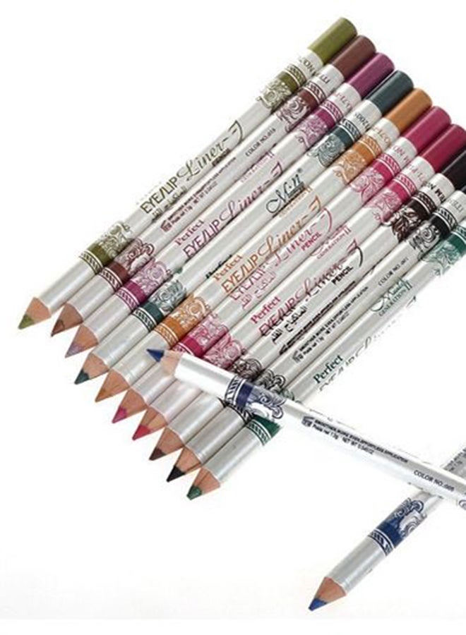 ميناو طقم 12 قلم محدد شفاه وعيون مستحضرات تجميل Pencils Eye N Lip بطانات أسود/ رمادي/ أخضر/ أزرق - Image 2