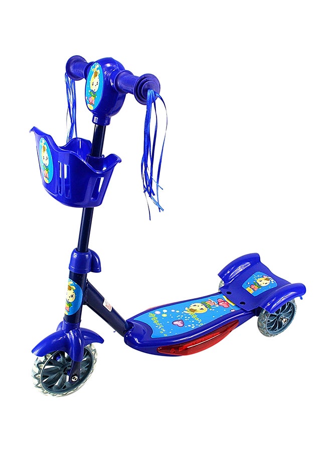 Megastar 3 Wheel Scooter With Music And Light In Blue With Storage Basket In Front  - Image 2