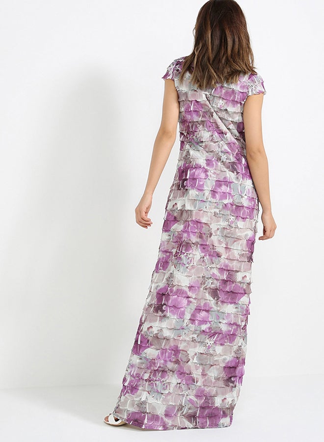 Seden - Floral Printed Long Dress Purple - Image 1
