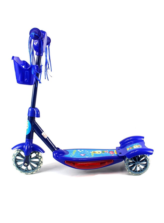 Megastar 3 Wheel Scooter With Music And Light In Blue With Storage Basket In Front  - Image 3