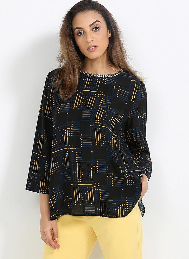 Atos Lombardini - Printed Chained Blouse Black - Image 1