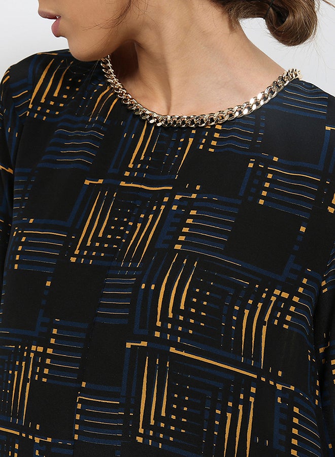 Atos Lombardini - Printed Chained Blouse Black - Image 1