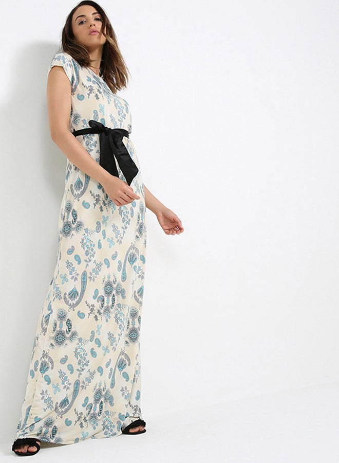 Seden Printed Maxi Dress Off White - Image 1
