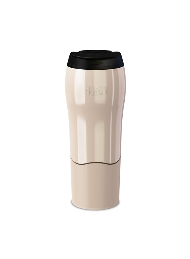 Mighty Mug Plastic Travel Mug, No Spill Double Wall Tumbler, Cold/Hot, Cup-Holder Friendly, Dishwasher Safe, (Cream, 16oz)- 1526D Cream