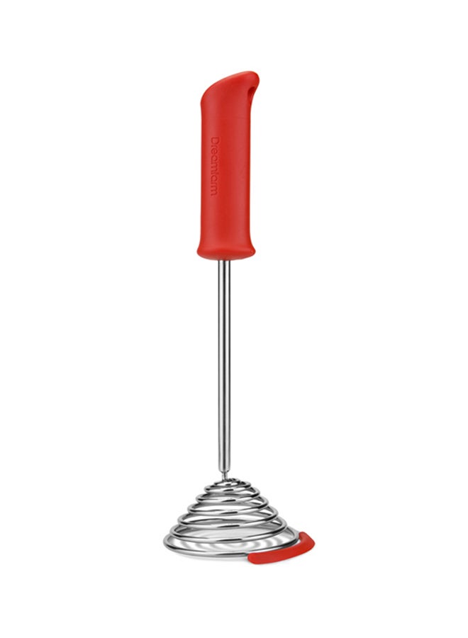 Dreamfarm Dreamfarm Smood One-Handed Stainless Steel Spring Coil Vegetable and Potato Masher with Soft Grip and Bowl Scraper, 12-Inch, Easy to Use, Perfect for Mashing and Mixing, Red Fire Truck 