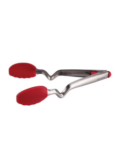 Dreamfarm Clongs 9-Inch Kitchen Tongs, Grippy Silicone and Stainless Steel, Click-Lock for Easy Open and Close, Non-Stick Safe, Heat Resistant, Red Cooking Tongs Fire Truck