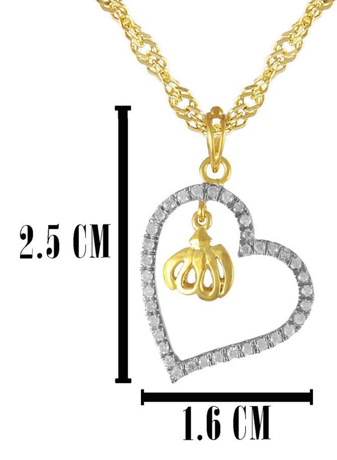Vera Perla 18K Solid Gold And 0.20Cts Diamonds Allah in the Heart Necklace  - Image 2