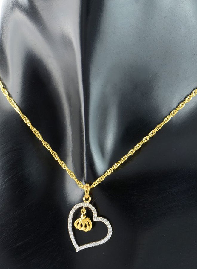 Vera Perla 18K Solid Gold And 0.20Cts Diamonds Allah in the Heart Necklace  - Image 3