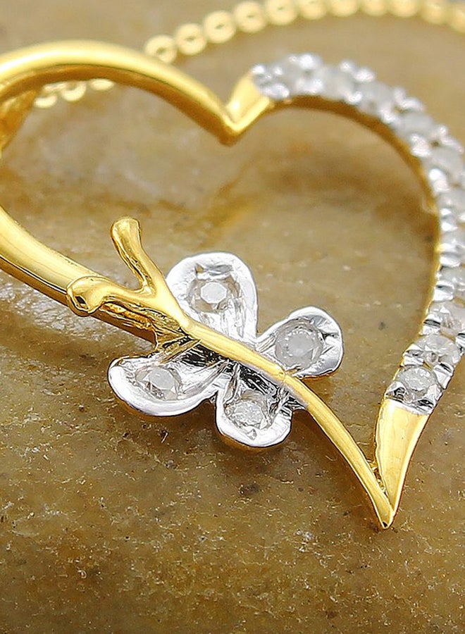Vera Perla 18K Solid Gold And 0.15Cts Diamonds Butterfly Heart Necklace  - Image 4