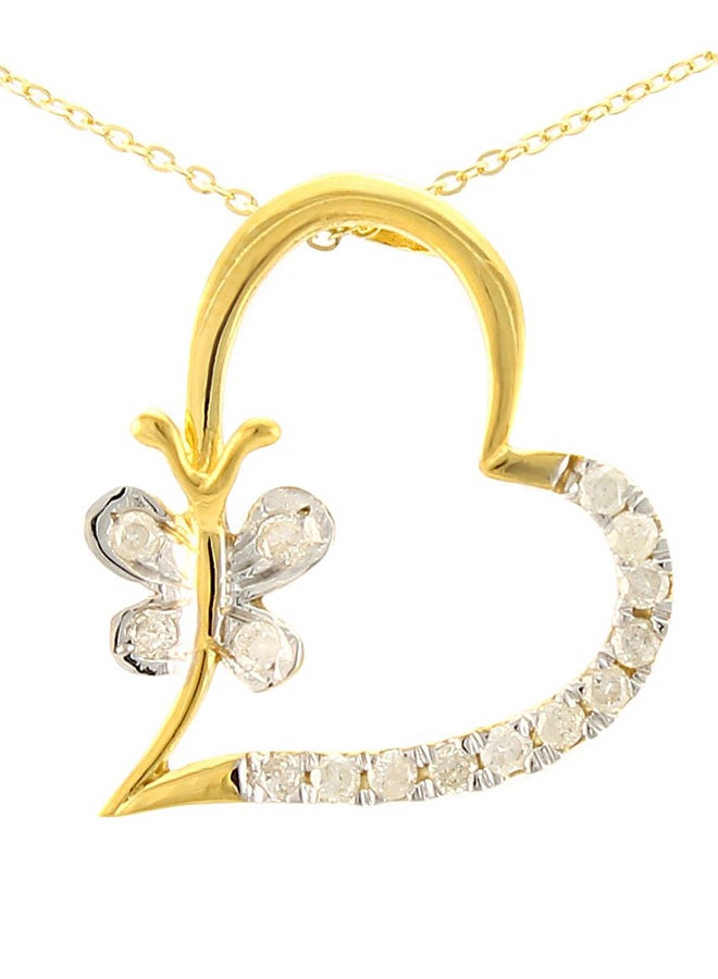 Vera Perla 18K Solid Gold And 0.15Cts Diamonds Butterfly Heart Necklace  - Image 1