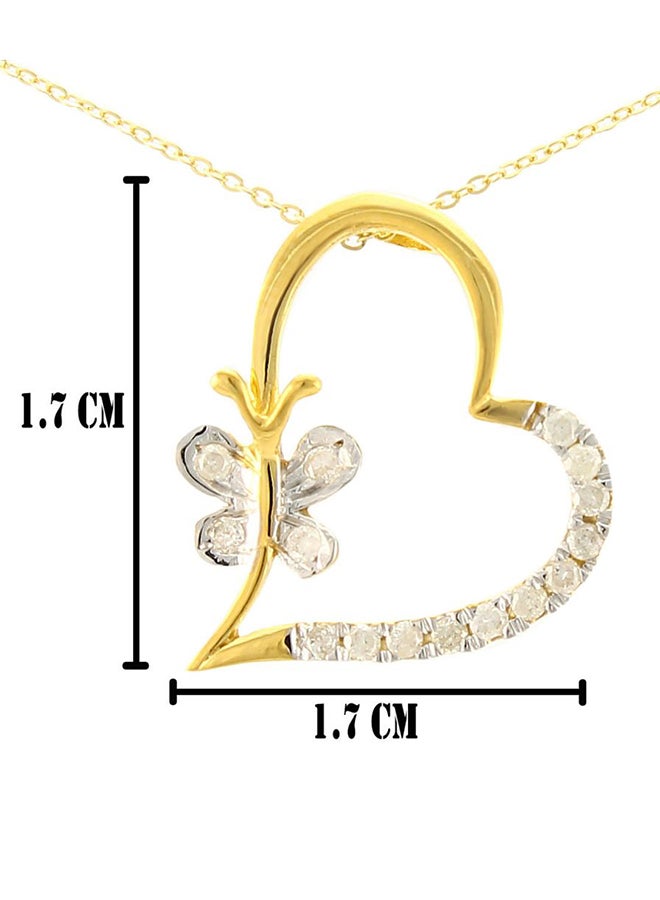 Vera Perla 18K Solid Gold And 0.15Cts Diamonds Butterfly Heart Necklace  - Image 3