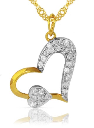 18K Solid Yellow Gold 0.28Ct Genuine Diamonds Big Heart Holds Small Heart Necklace - v1504795307/N11634992A_1