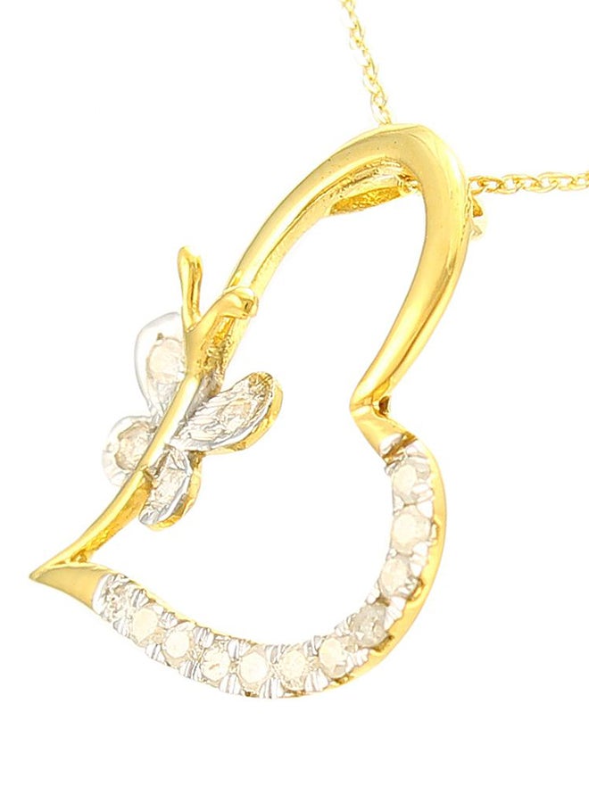 Vera Perla 18K Solid Gold And 0.15Cts Diamonds Butterfly Heart Necklace  - Image 2
