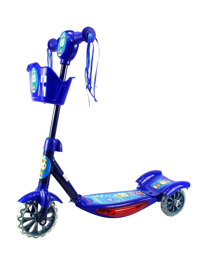 Megastar 3 Wheel Scooter With Music And Light In Blue With Storage Basket In Front  - Image 1