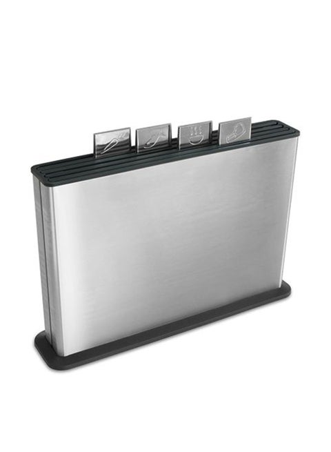 Index Chopping Board Set Large Steel Silver