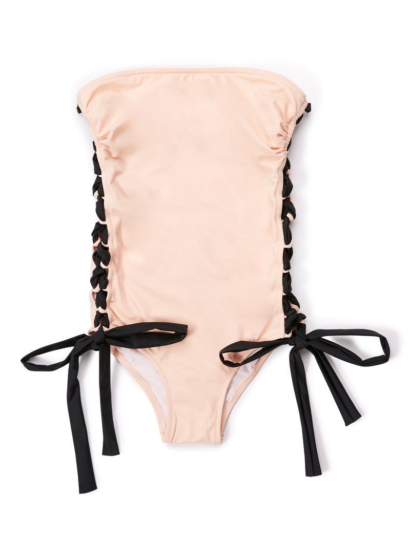 Blue Ink Beachwear - Saint-Tropez Swim Suit Black/Powder Pink - Image 1