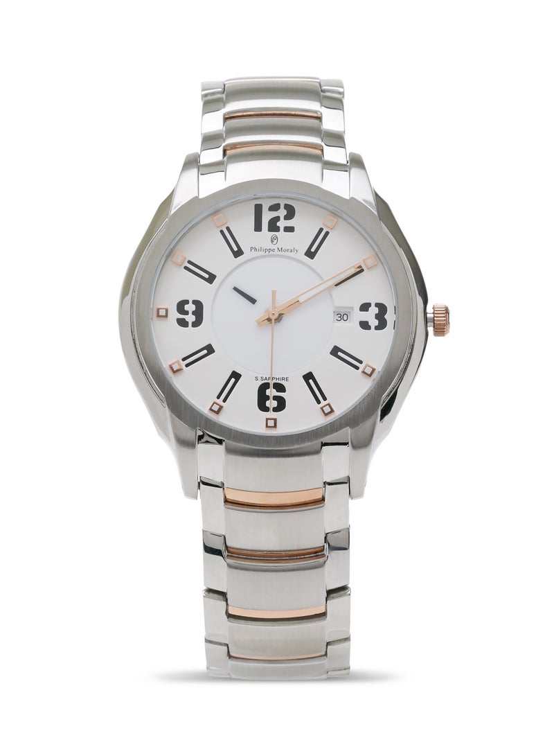 فيليب مورالي السويسرية ساعة يد بعقارب طراز M1321CRW - 32 ملم - فضي/ذهبي وردي للرجال - Image 1