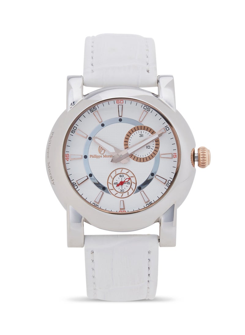 فيليب مورالي السويسرية ساعة يد بعقارب طراز L1423CRWW - مقاس 34 مم - لون أبيض للرجال - Image 1