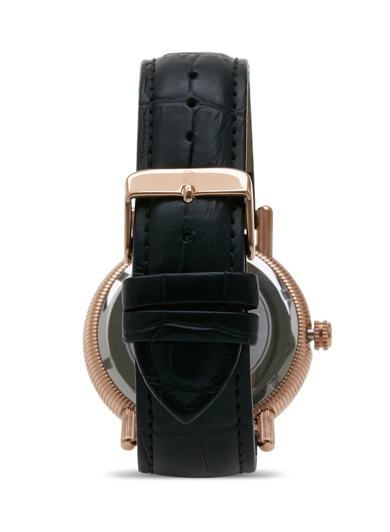 Philippe Moraly of Switzerland - Men's Analog Wrist Watch L1471RBB - 36 mm - Black - Image 1