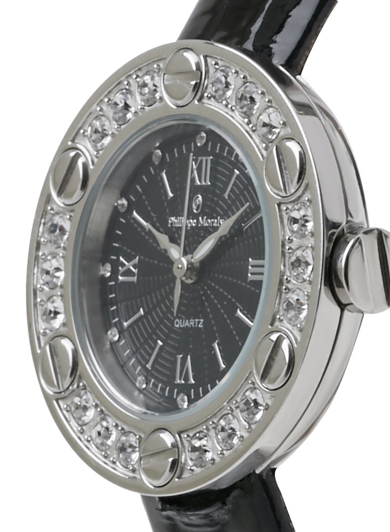 فيليب مورالي السويسرية ساعة يد بعقارب طراز LS1156WBB - 32 ملم - لون أسود للنساء - Image 2