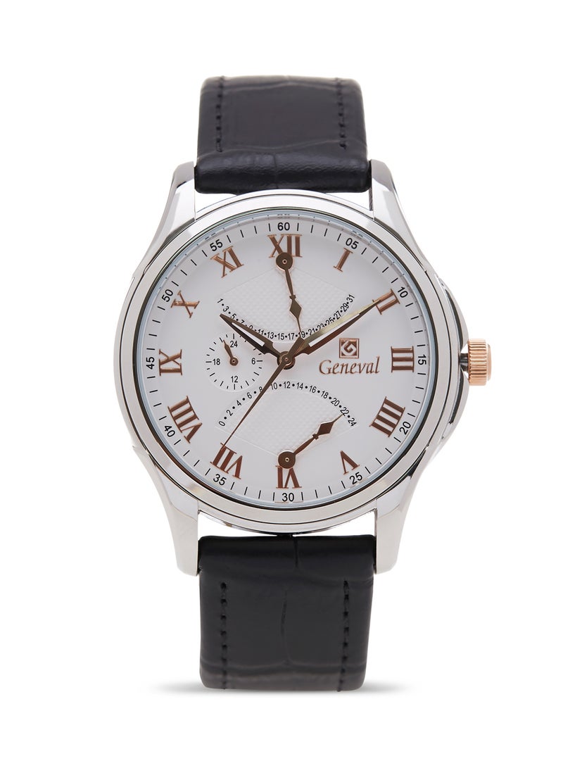جينيفال من سويسرا ساعة يد بعقارب طراز GL1617CRWB - 37 مم - أسود للرجال - Image 1