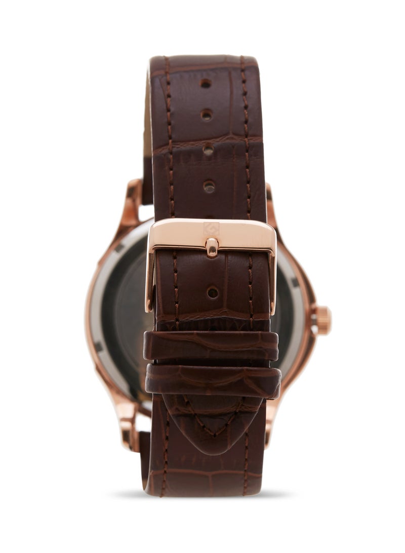 Geneval of Switzerland men Analog Wrist Watch GL1617ROO - 37 mm - Brown  - Image 2