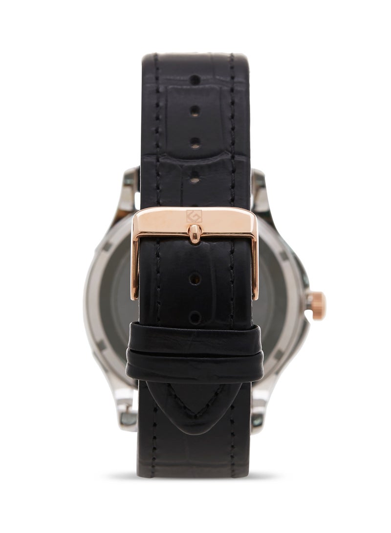 جينيفال من سويسرا ساعة يد بعقارب طراز GL1617CRWB - 37 مم - أسود للرجال - Image 2