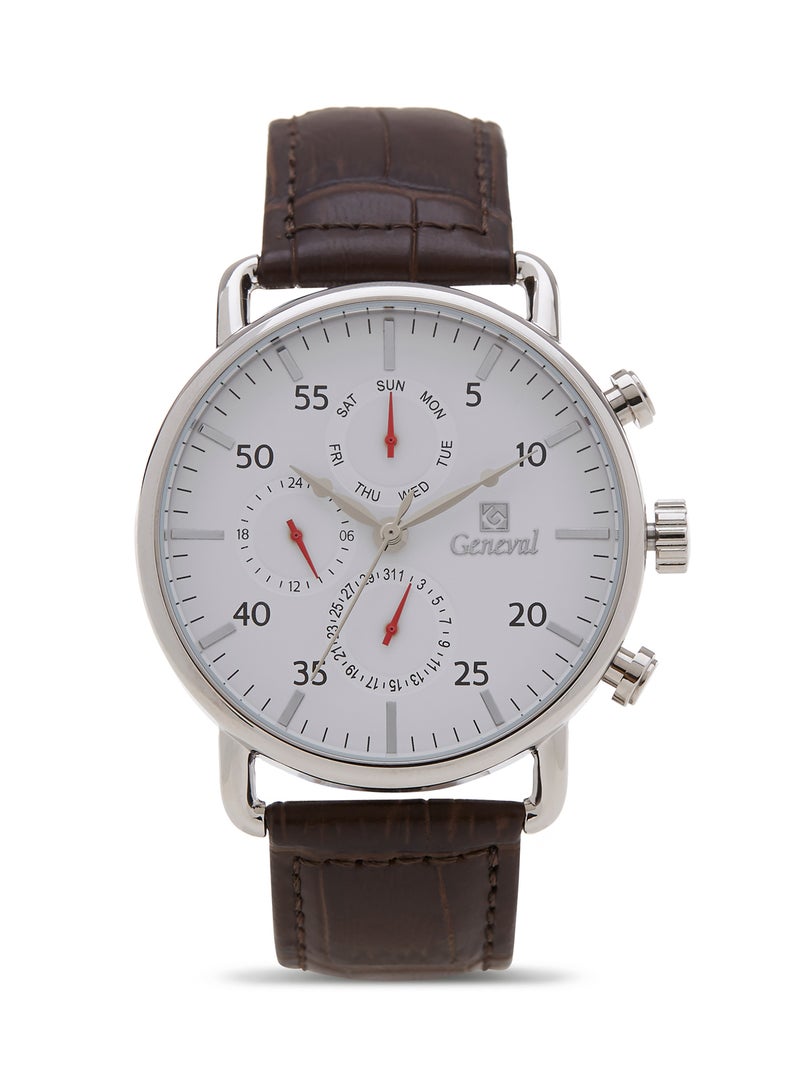 جينيفال من سويسرا ساعة يد بعقارب طراز GL1515WWO - 40 مم - بني للرجال - Image 1