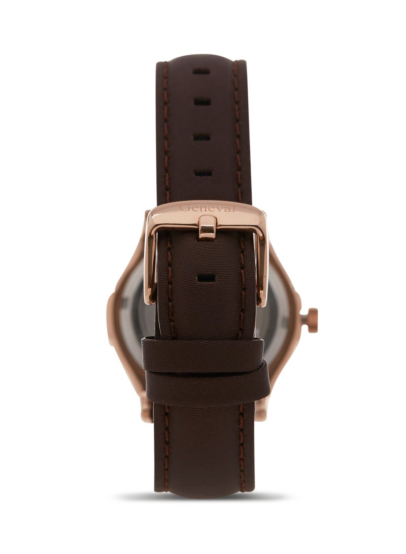 Geneval of Switzerland Women's Analog Wrist Watch GLS1612ROO - 33 mm - Brown - Image 2
