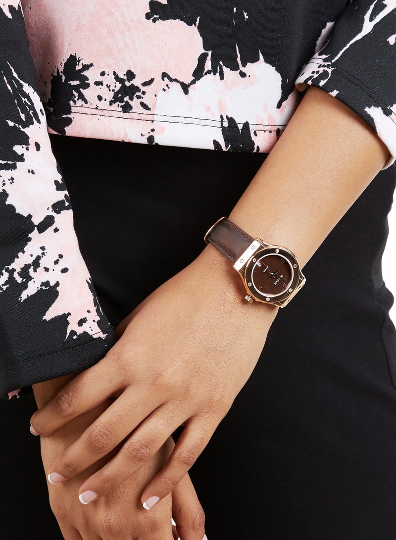 Geneval of Switzerland Women's Analog Wrist Watch GLS1612ROO - 33 mm - Brown - Image 4