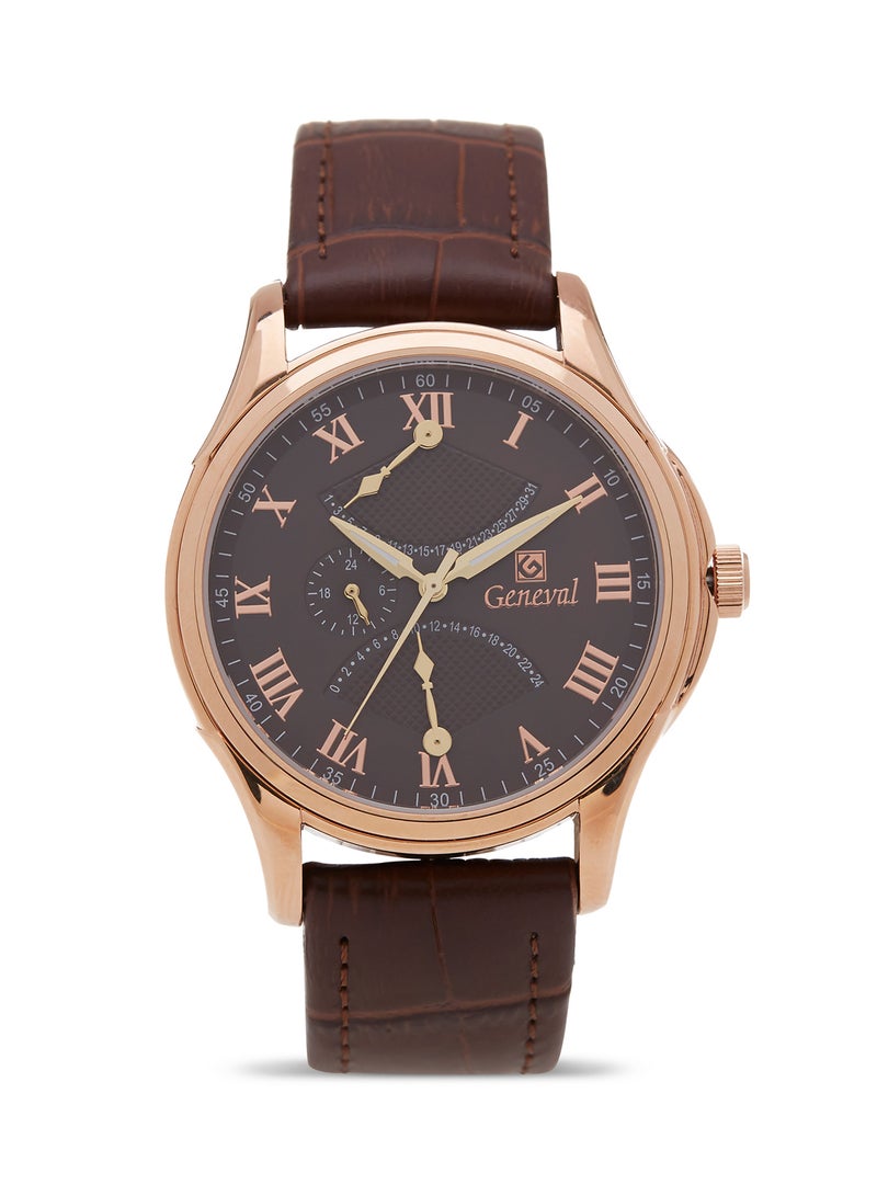 Geneval of Switzerland men Analog Wrist Watch GL1617ROO - 37 mm - Brown  - Image 1