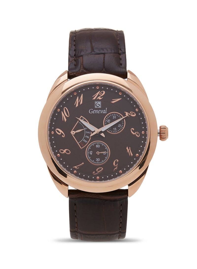 جينيفال من سويسرا ساعة يد بعقارب طراز GL1513RO - 37 مم - لون بني للرجال - Image 1