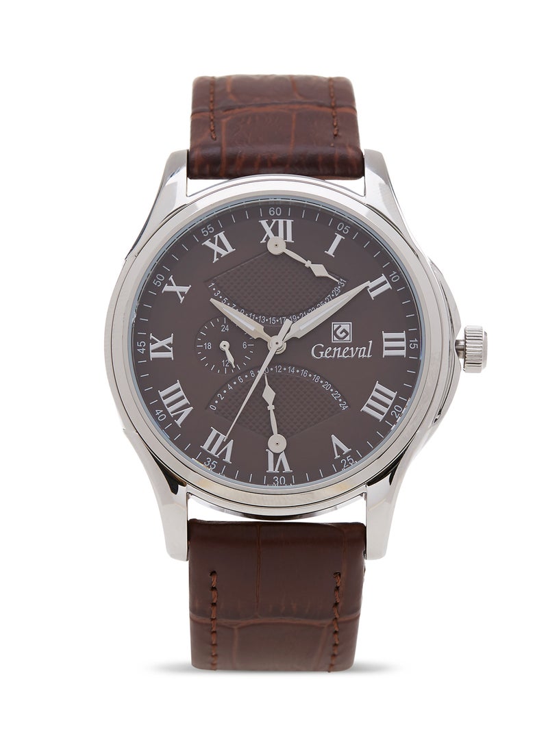 جينيفال من سويسرا ساعة يد بعقارب طراز GL1617WOO - 37 مم - لون بني للرجال - Image 1