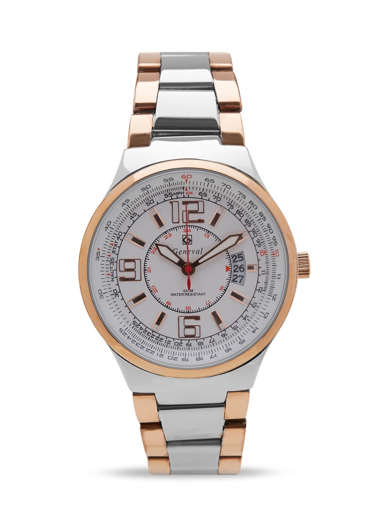 Geneval of Switzerland men Analog Wrist Watch GM121CRW - 40 mm - Rose Gold/Silver  - Image 1