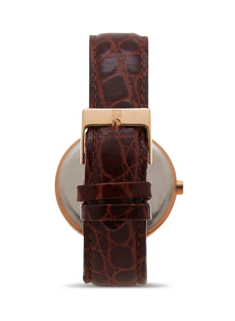 جينيفال من سويسرا ساعة يد بعقارب طراز GLS212RPO - مقاس 36 مم - لون بني للنساء - Image 2