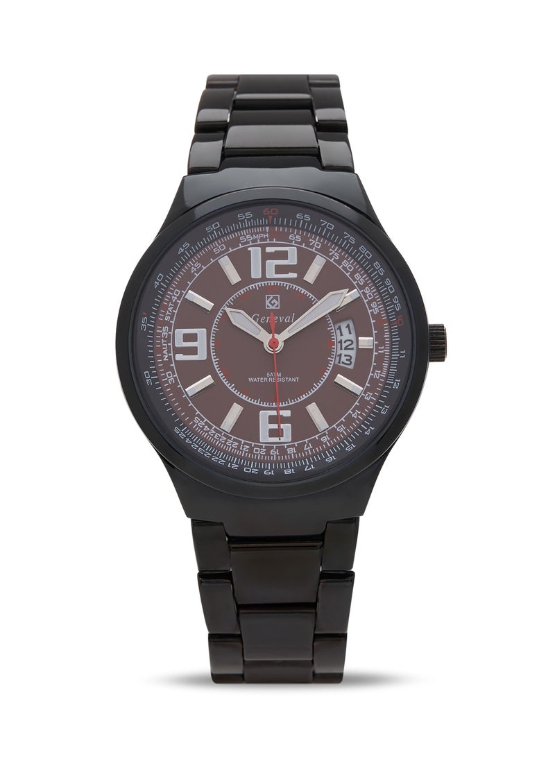 جينيفال من سويسرا ساعة يد بعقارب طراز GM121BO - 40 مم - أسود للرجال - Image 1