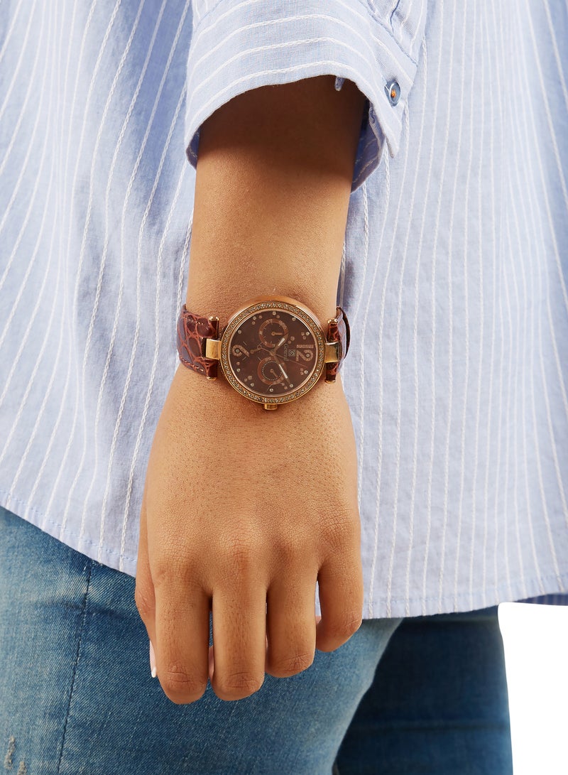 جينيفال من سويسرا ساعة يد بعقارب طراز GLS212RPO - مقاس 36 مم - لون بني للنساء - Image 4