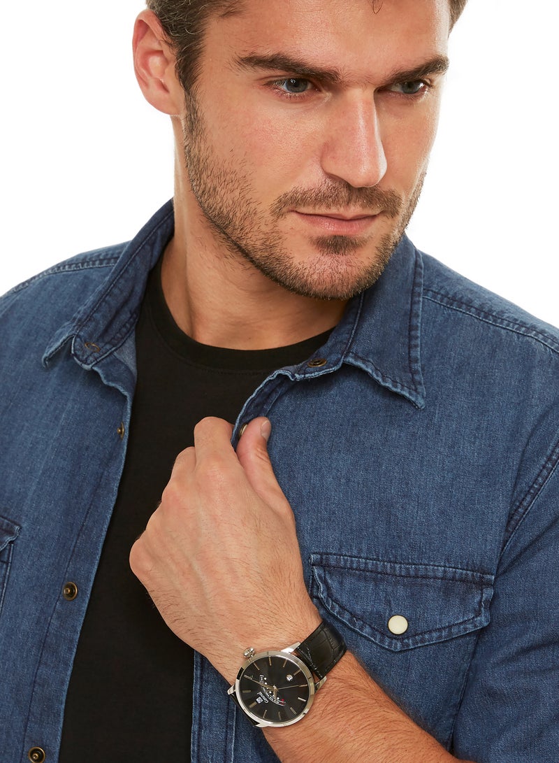 جينيفال من سويسرا ساعة يد بعقارب طراز GL1511WBB - 38 مم - أسود للرجال - Image 4