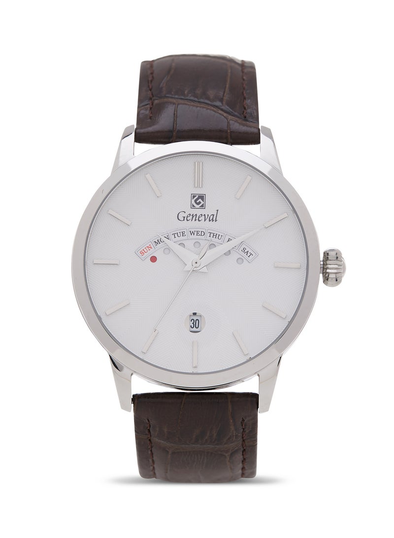جينيفال من سويسرا ساعة يد بعقارب طراز GL1511WWO - 38 مم - لون بني للرجال - Image 1