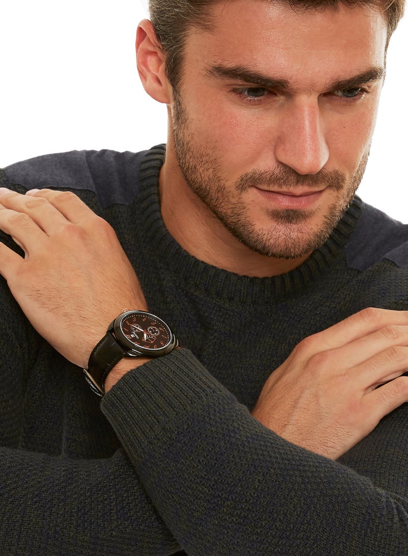 Geneval of Switzerland Men's Analog Watch GL1513BRBB - 37 mm - Black - Image 4