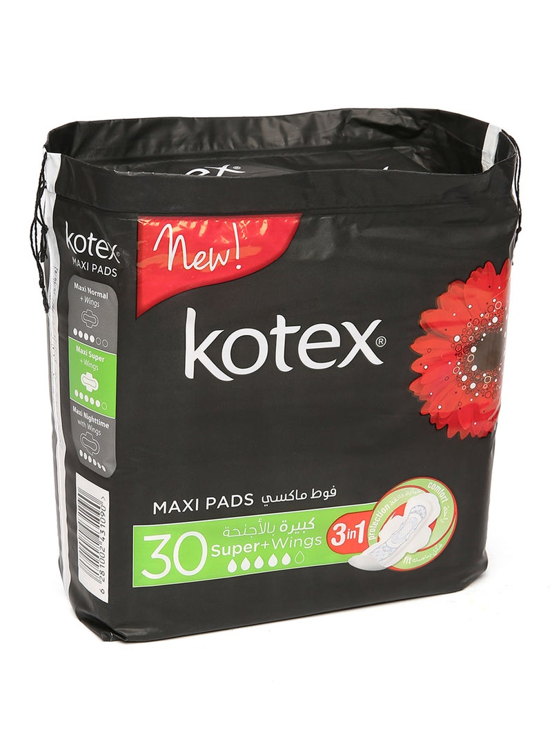 كوتكس ماكسي سوبر فوط صحية بالأجنحة 30PCS