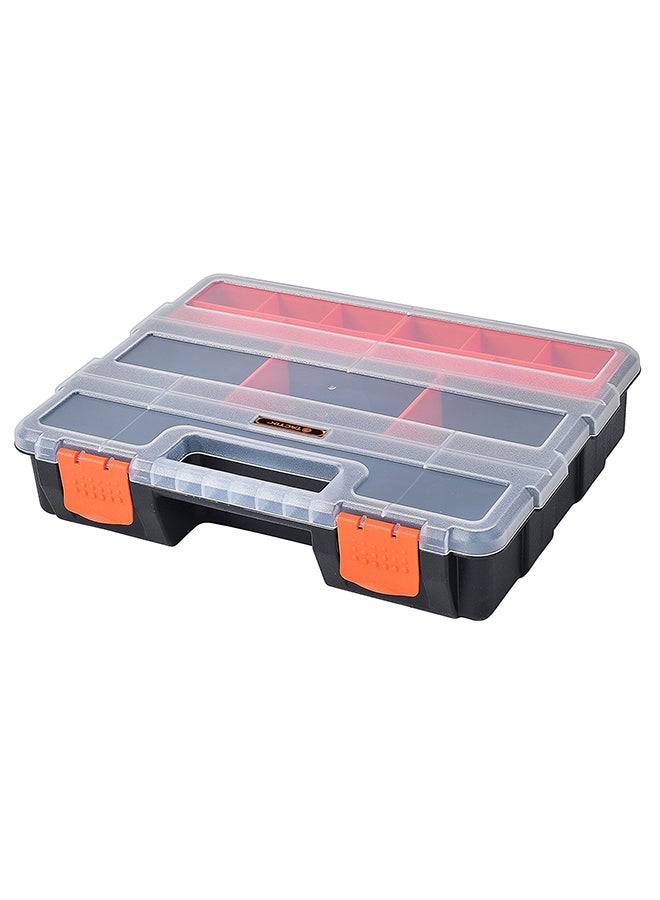 Tactix Hardware Organizer Box With Dividers 12 Inches, 21 Compartments For Small Parts With Durable Latches, Store Nuts, Bolts, Screws, Nails, & Small Hardware- 320018 Black/Orange 12inch  - Image 1