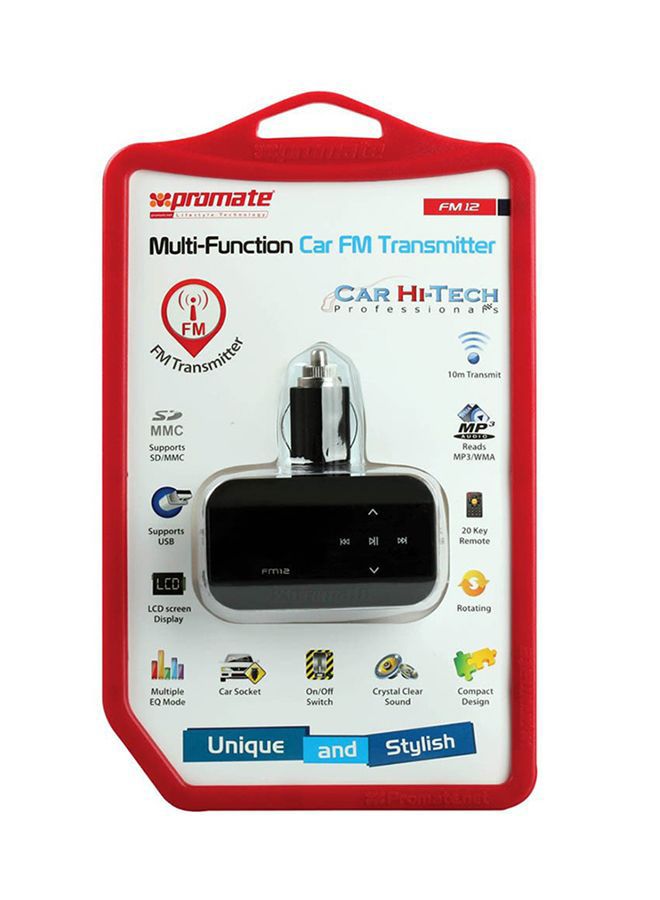 Multi-Function In-Car FM Transmitter Black