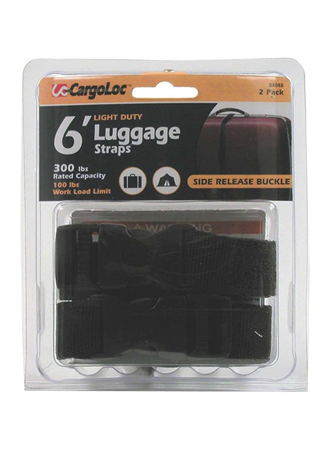 2-Piece Luggage Strap Black 1.82meter