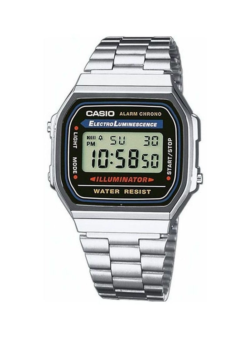 CASIO Luminous Stainless Steel Digital Watch A168WA - 34 mm - Silver - Image 1