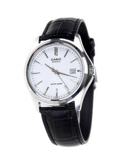 Men's Leather Analog Wrist Watch MTP1183E7ADF - 40 mm - Black