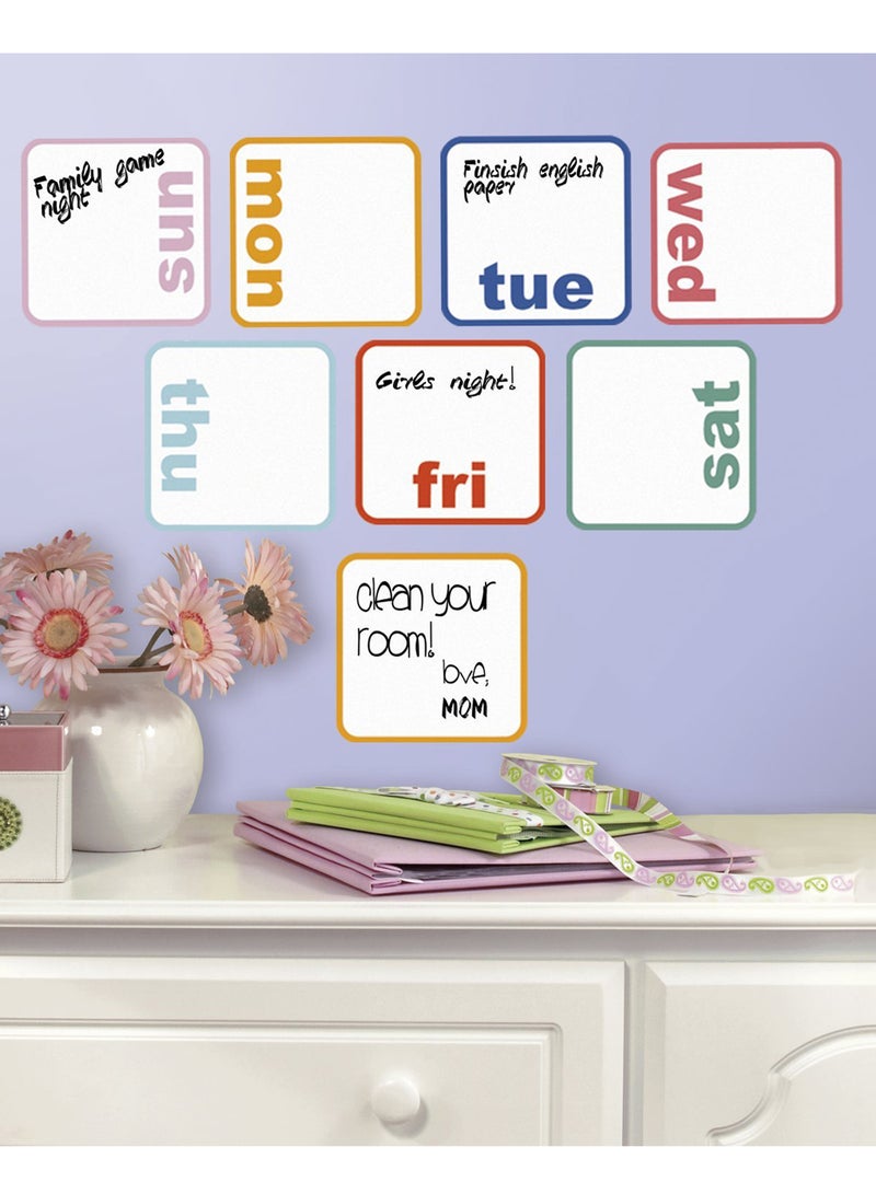 RoomMates Days Of the Week Planner Dry Erase Wall Decals Multicolour 