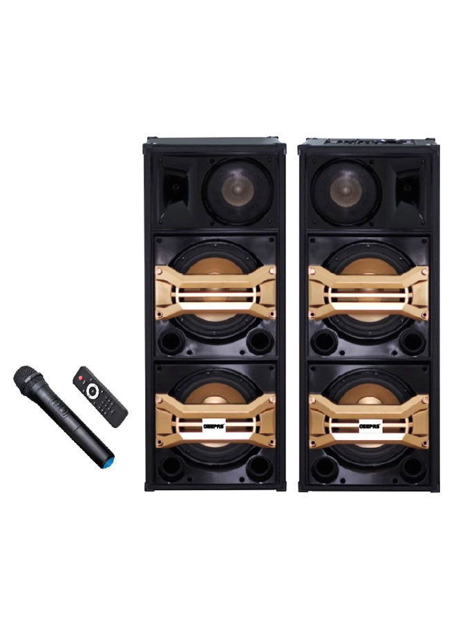 GEEPAS 2-Channel Professional Speakers With USB - SD Card Slots And FM Radio - Bluetooth GMS8517 Black/Gold  - Image 1