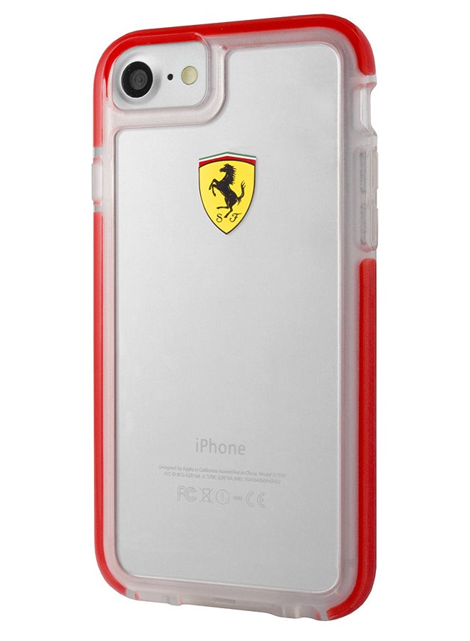 فيراري حافظة شفافة مقاومة للصدمات مزودة بشعار لهاتفي آيفون 6/6 إس الجانب الأحمر